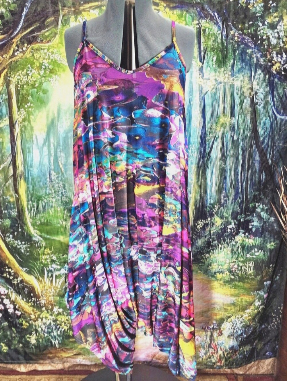 🌈 Lily By Firmiana Flower Colorful Harem Tank Capri Jumpsuit Romper Size XL
